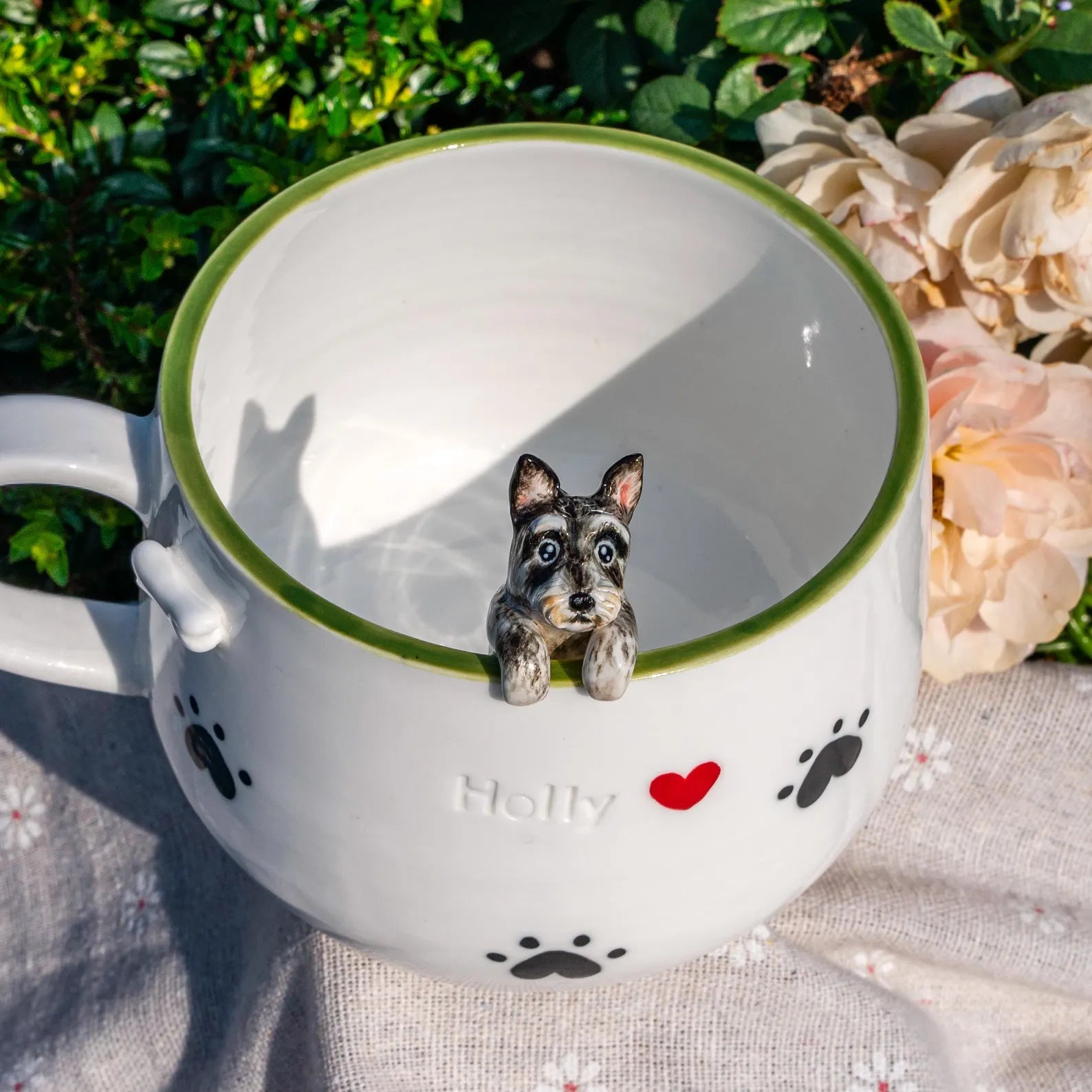 Custom Pet Mug with 3D Dog/Cat Figure Handmade Ceramic Mug Peekaboo Pet Mug Memorial Gift for Pet Lovers Personalized Pet Mug Coffee Cup