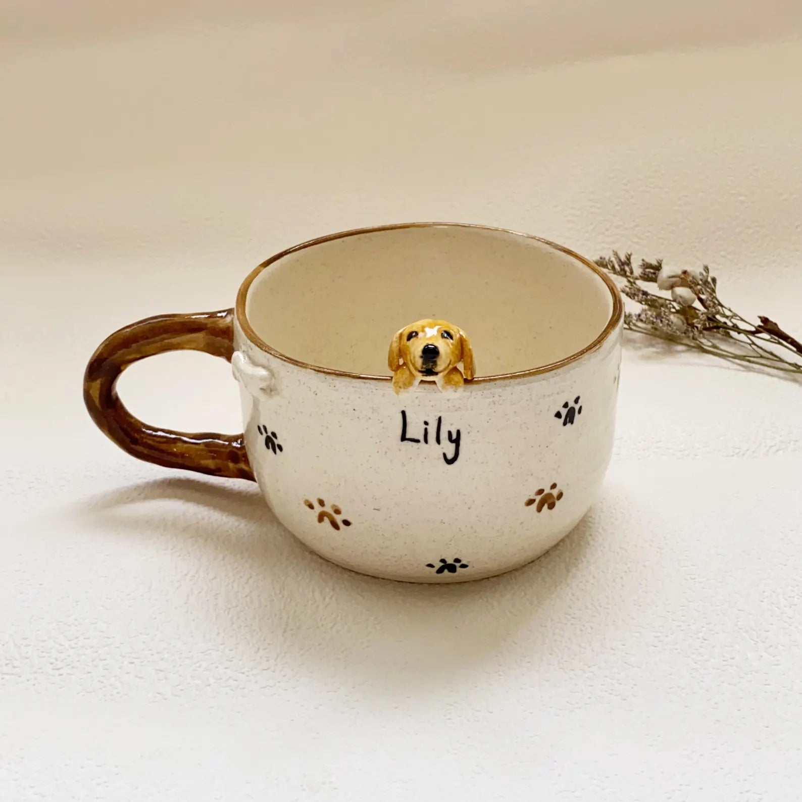 Personalized Pet Mug Custom Pet Cup, Ceramic Peekaboo Mug, Creative Handmade Coffee Mug with 3D Dog/Cat Design, Handcrafted Ceramic Cup