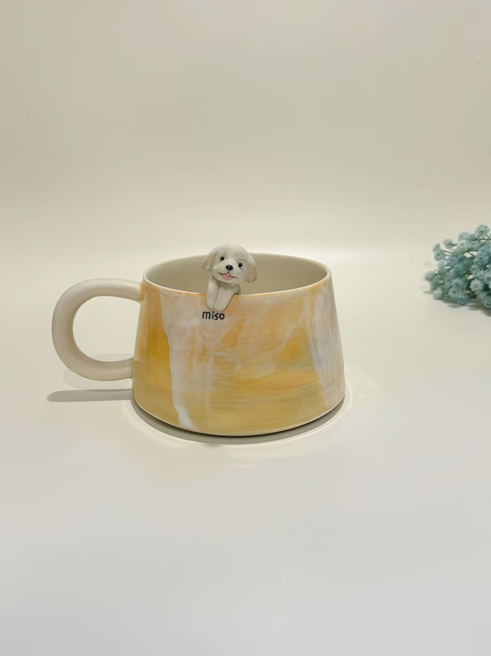 Handmade Pet Portrait Ceramic Cup: Custom Cat & Dog Coffee Mug
