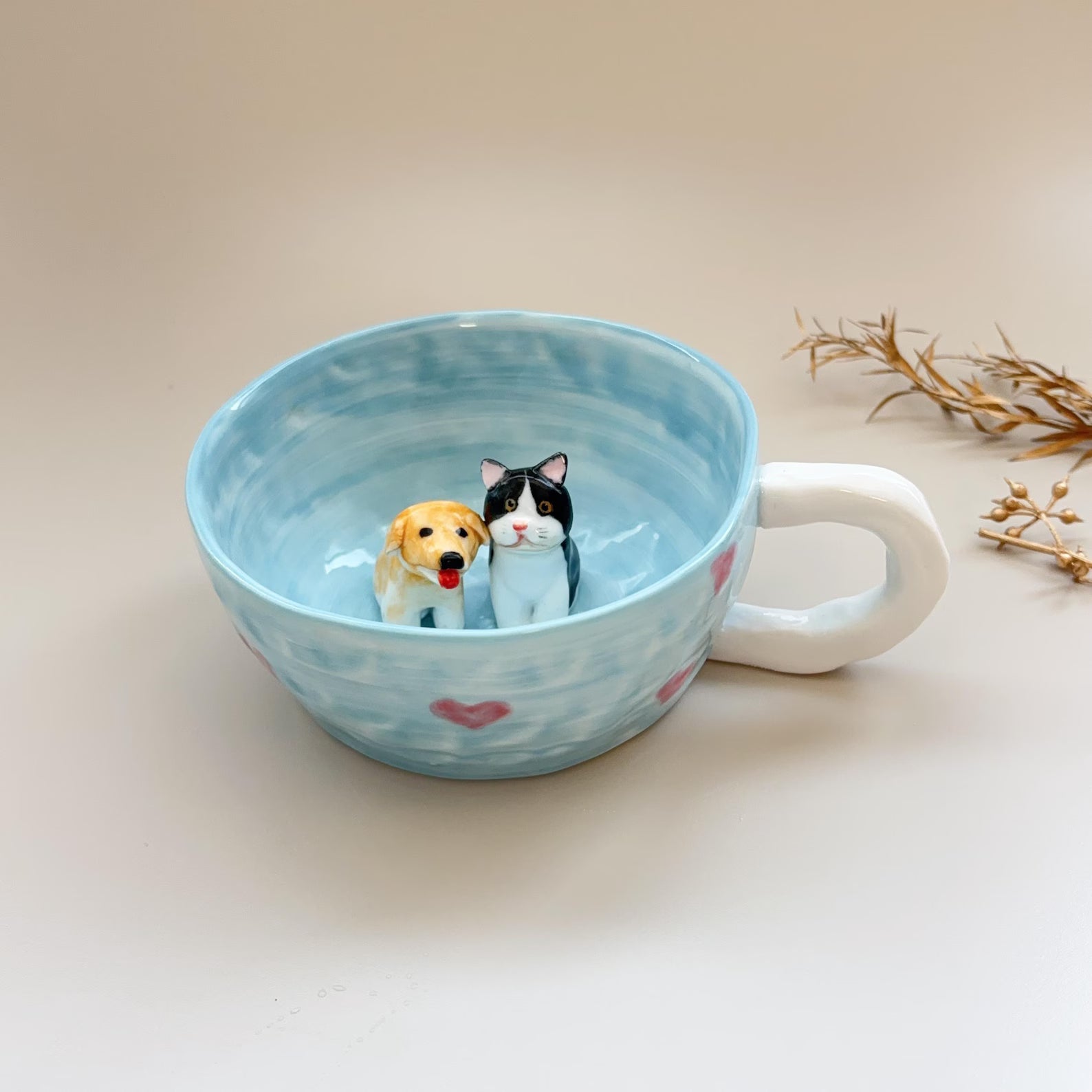 Pet Mug Custom Your idea Handmade Coffee Mug Birthday Gift for Pet Owner Family Gift/Hidden Animal Mug/Custom Cat and Dog Ceramic Mug