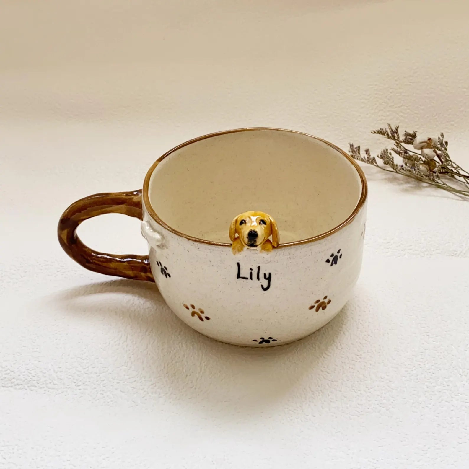 Personalized Pet Mug Custom Pet Cup, Ceramic Peekaboo Mug, Creative Handmade Coffee Mug with 3D Dog/Cat Design, Handcrafted Ceramic Cup