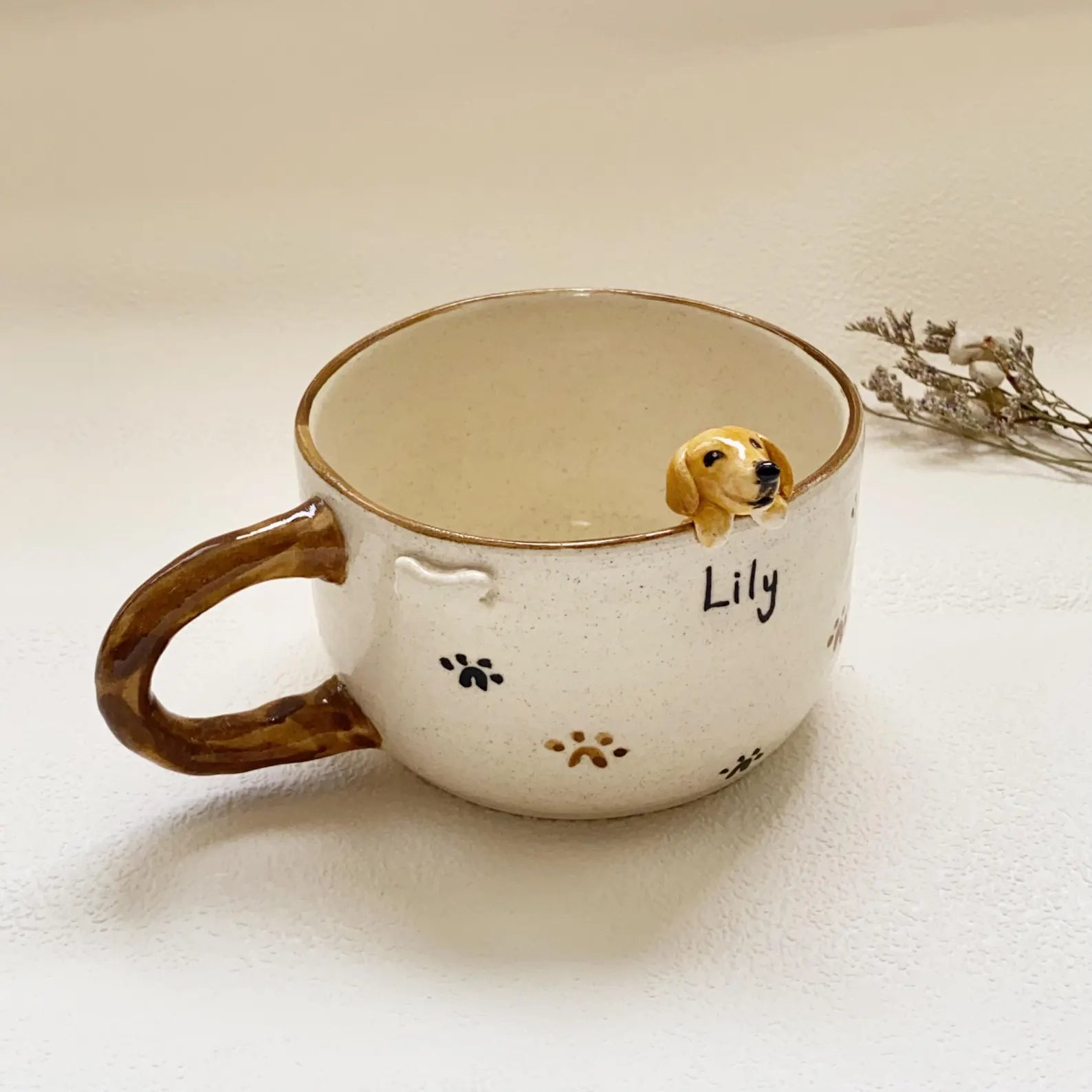 Personalized Pet Mug Custom Pet Cup, Ceramic Peekaboo Mug, Creative Handmade Coffee Mug with 3D Dog/Cat Design, Handcrafted Ceramic Cup