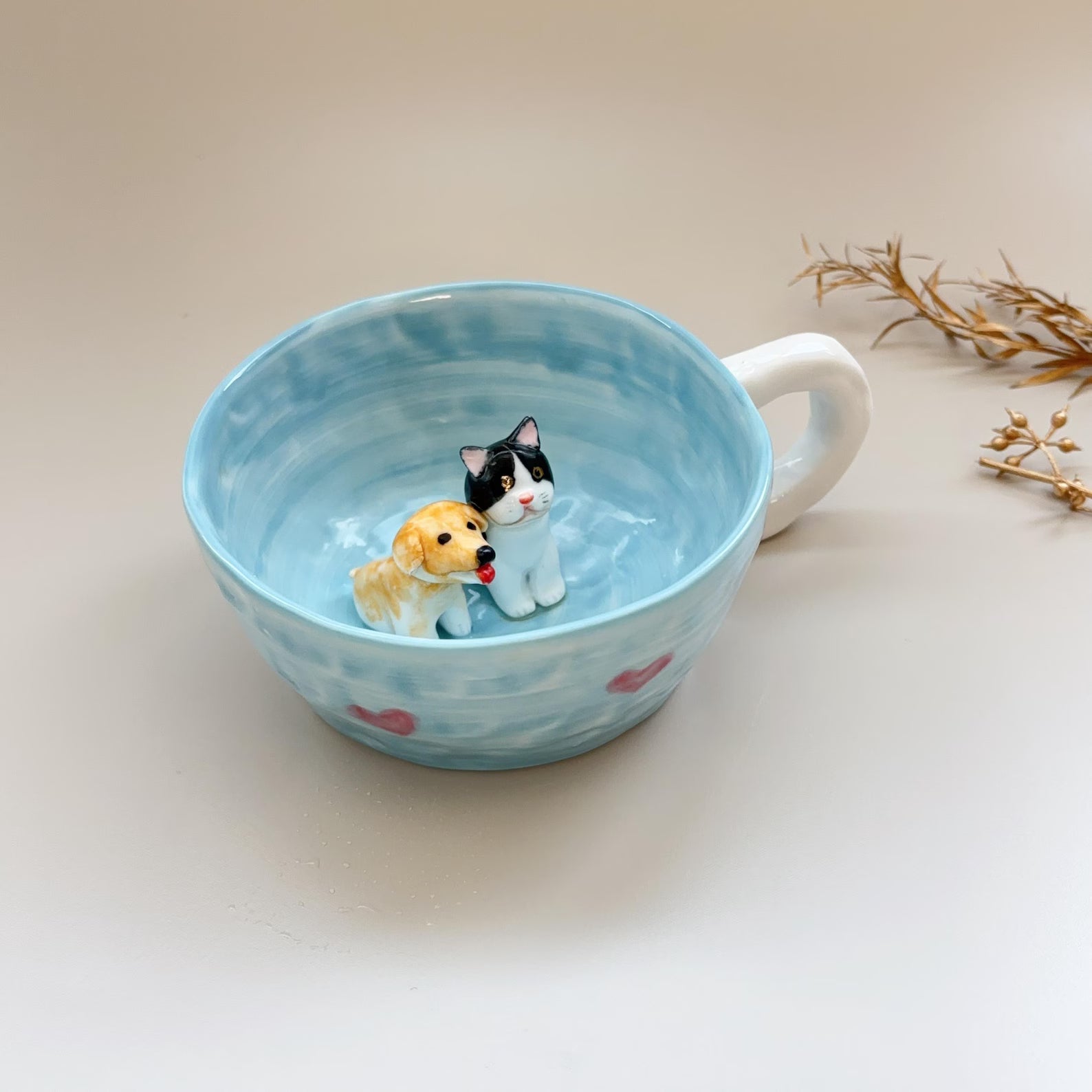 Pet Mug Custom Your idea Handmade Coffee Mug Birthday Gift for Pet Owner Family Gift/Hidden Animal Mug/Custom Cat and Dog Ceramic Mug
