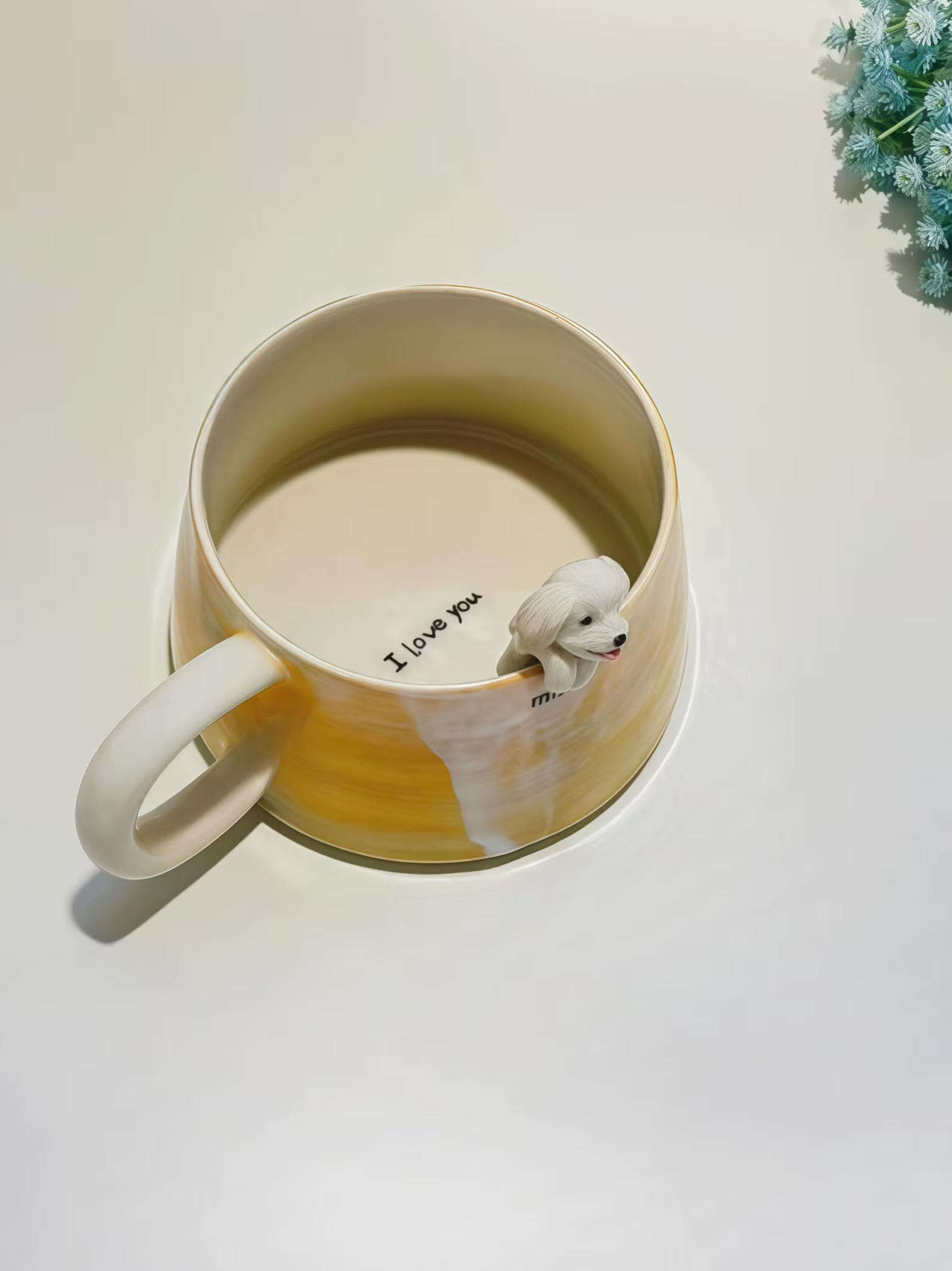 Handmade Pet Portrait Ceramic Cup: Custom Cat & Dog Coffee Mug