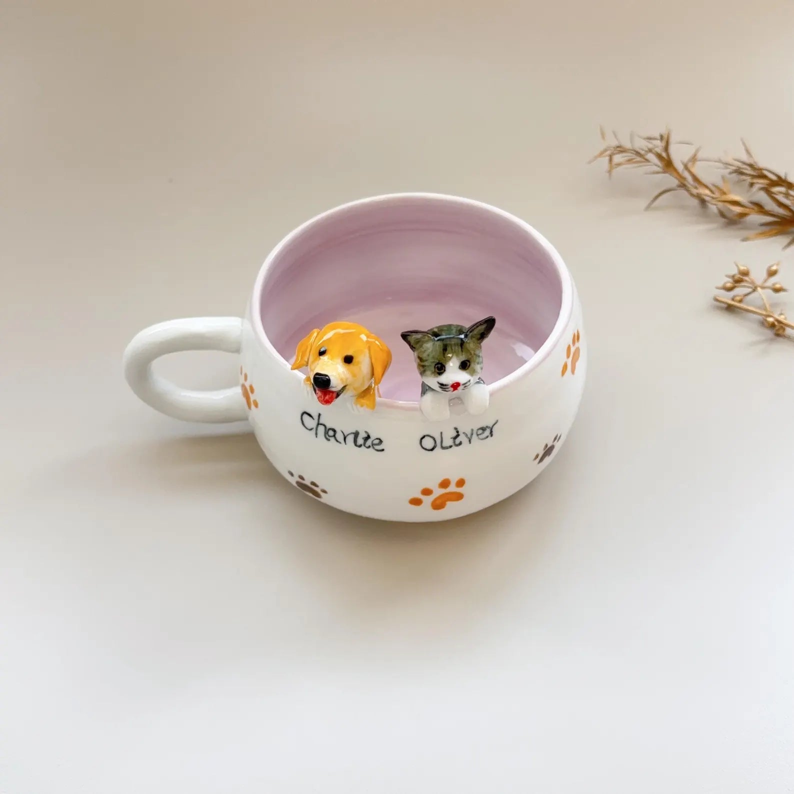 Pet Mug Custom Your idea Handmade Coffee Mug Birthday Gift for Pet Owner Family Gift Cute Dog Cappuccino Mug Hidden Animal Mug