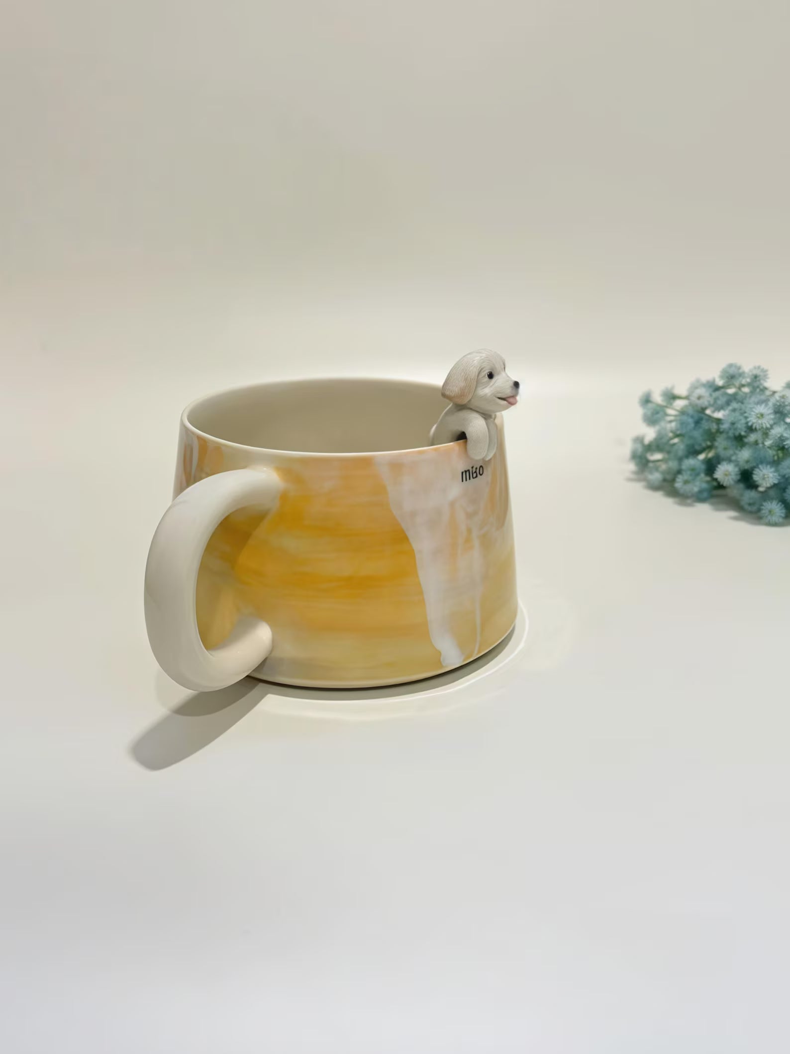 Handmade Pet Portrait Ceramic Cup: Custom Cat & Dog Coffee Mug