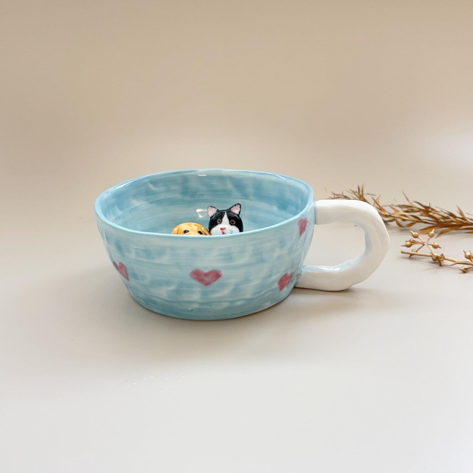 Pet Mug Custom Your idea Handmade Coffee Mug Birthday Gift for Pet Owner Family Gift/Hidden Animal Mug/Custom Cat and Dog Ceramic Mug