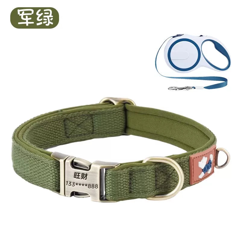 Dog collar can be engraved collar Pet dog neck collar Walking dog collar Large, medium and small dogs go out special anti-lost