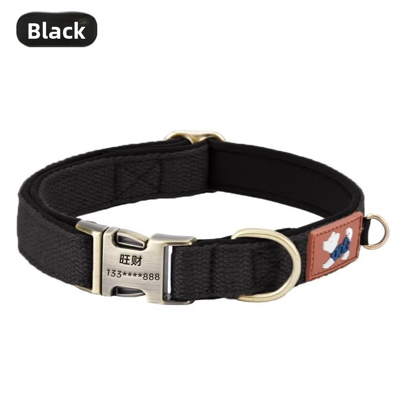 Dog collar can be engraved collar Pet dog neck collar Walking dog collar Large, medium and small dogs go out special anti-lost