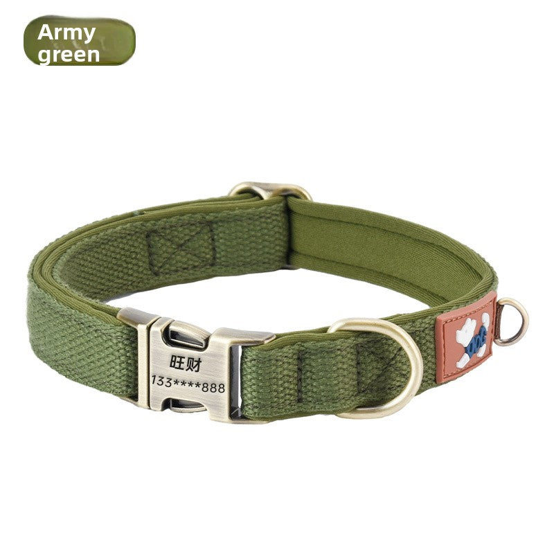 Dog collar can be engraved collar Pet dog neck collar Walking dog collar Large, medium and small dogs go out special anti-lost