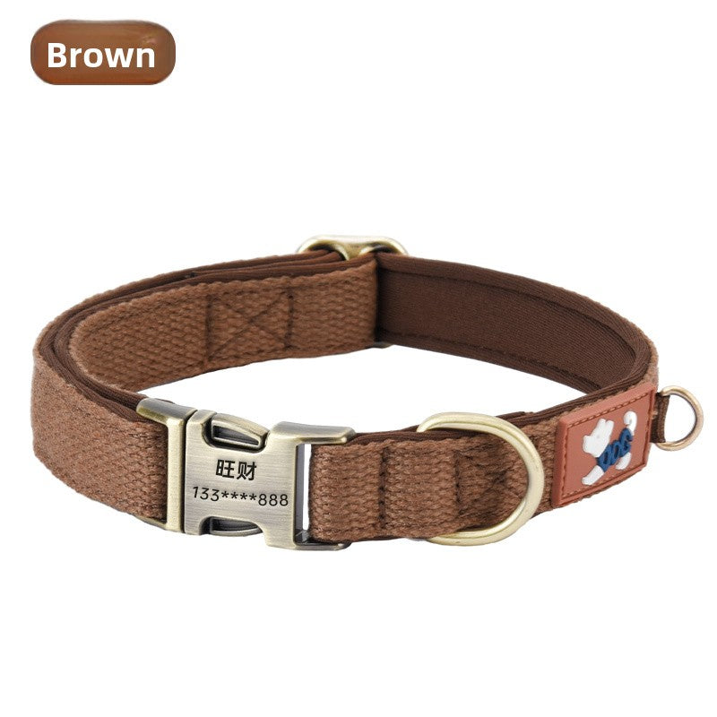 Dog collar can be engraved collar Pet dog neck collar Walking dog collar Large, medium and small dogs go out special anti-lost