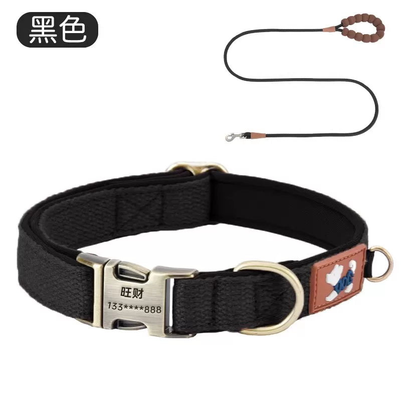 Dog collar can be engraved collar Pet dog neck collar Walking dog collar Large, medium and small dogs go out special anti-lost