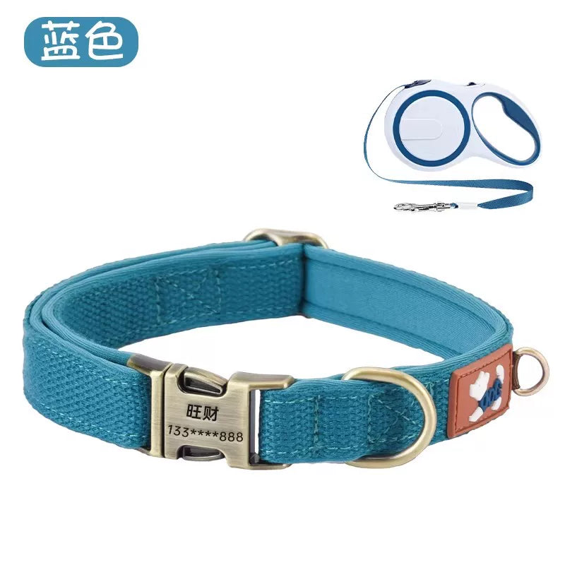Dog collar can be engraved collar Pet dog neck collar Walking dog collar Large, medium and small dogs go out special anti-lost