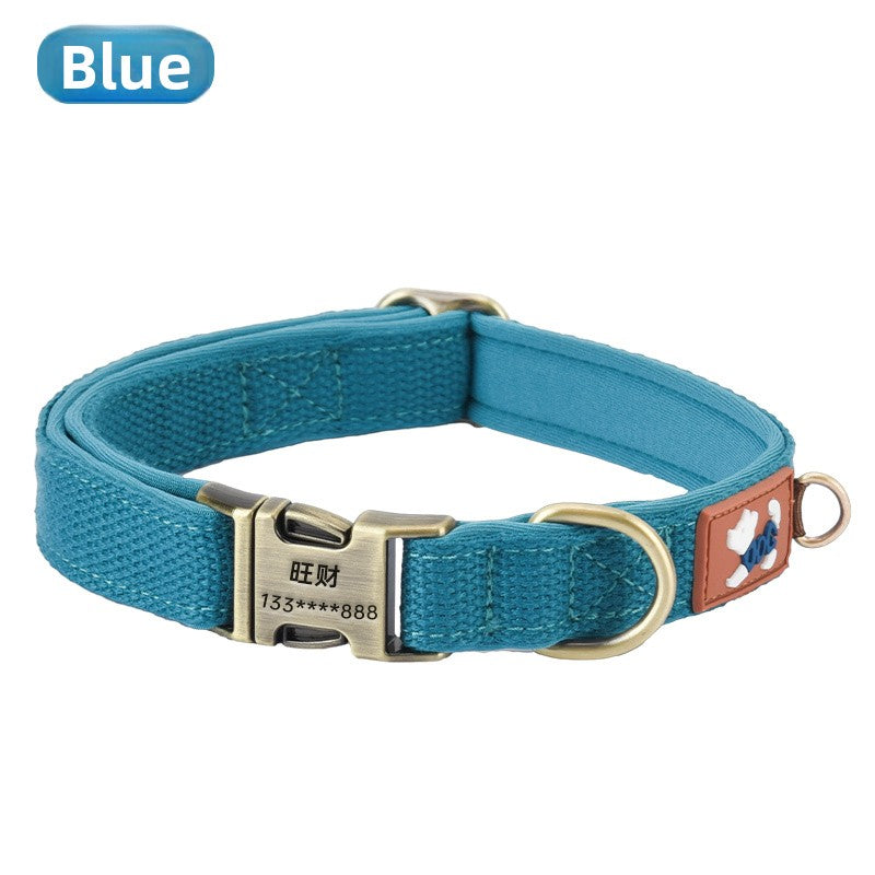 Dog collar can be engraved collar Pet dog neck collar Walking dog collar Large, medium and small dogs go out special anti-lost