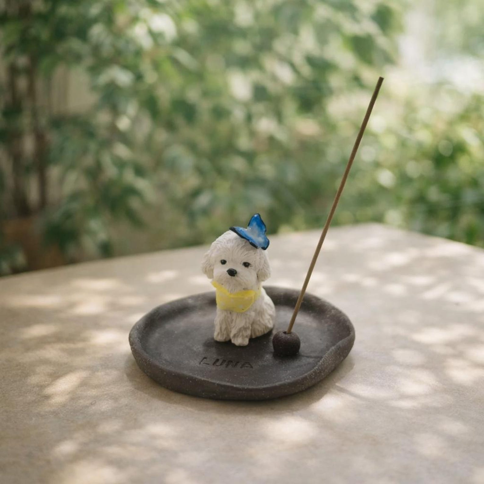 Custom Pet Portrait Incense Holder: Hand-Sculpted Ceramic Dog Memorial