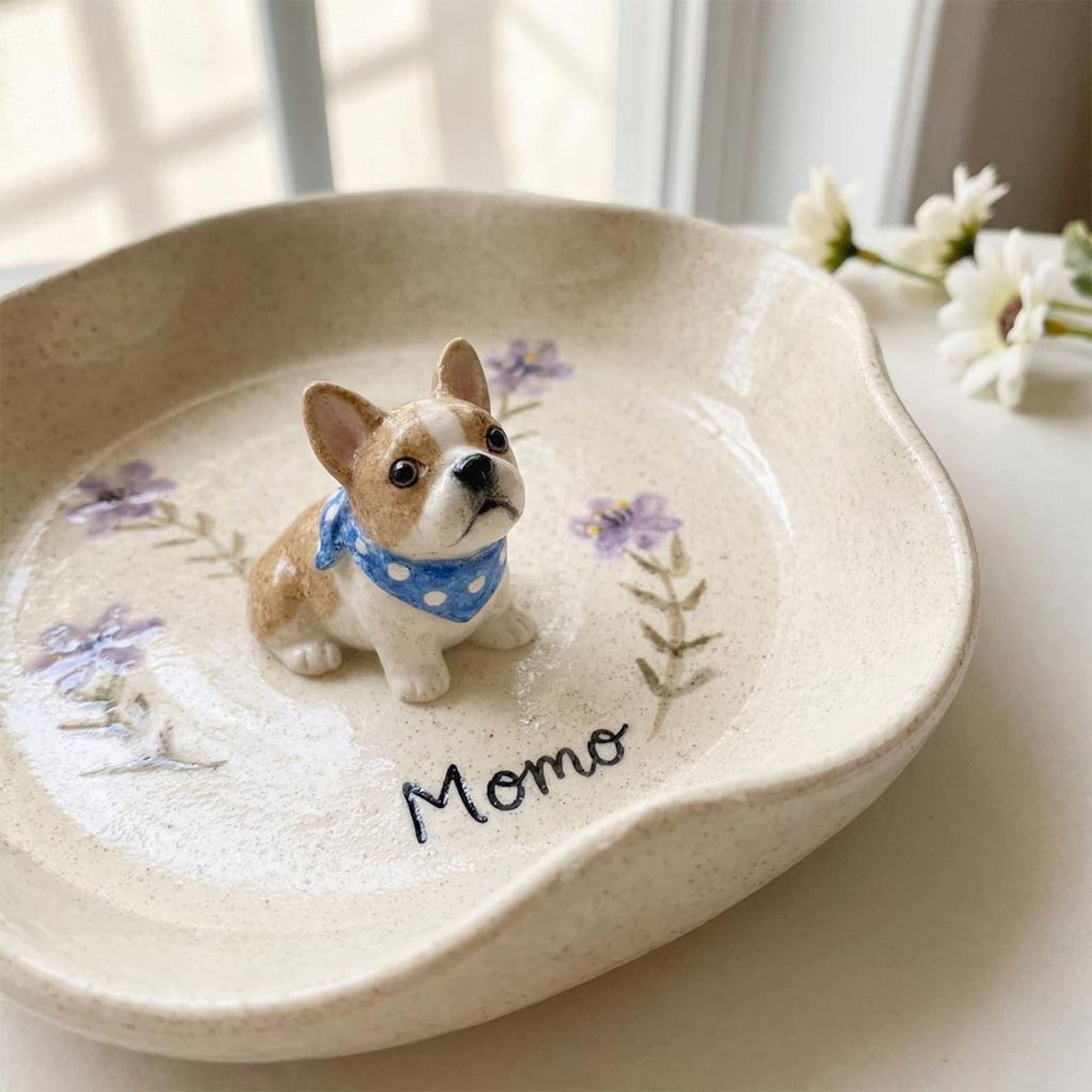 Custom Pet Ring Dish, 3D Sculpted Dog Figurine Jewelry Tray, Handpainted Ceramic Sanctuary