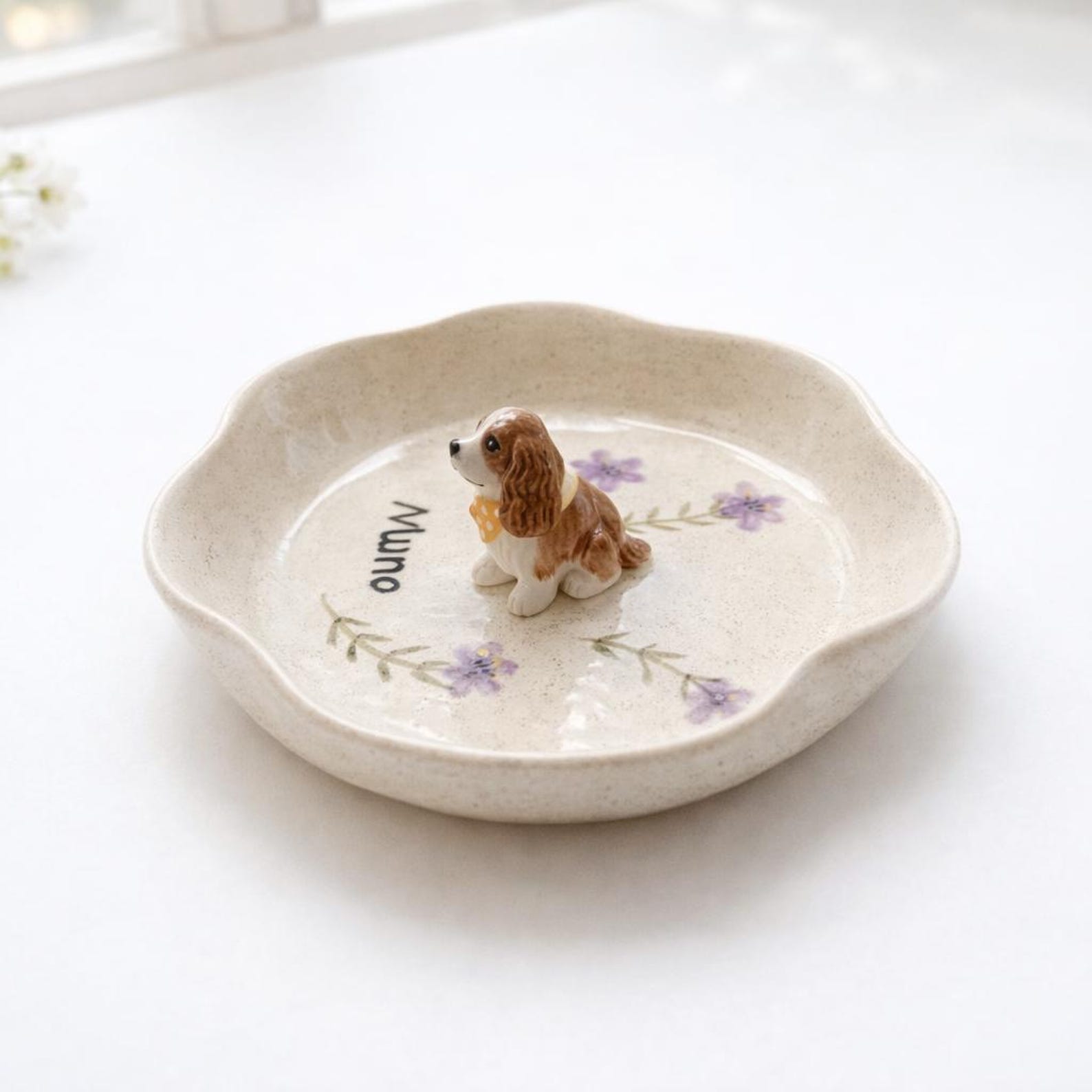 Custom Pet Ring Dish, 3D Sculpted Dog Figurine Jewelry Tray, Handpainted Ceramic Sanctuary