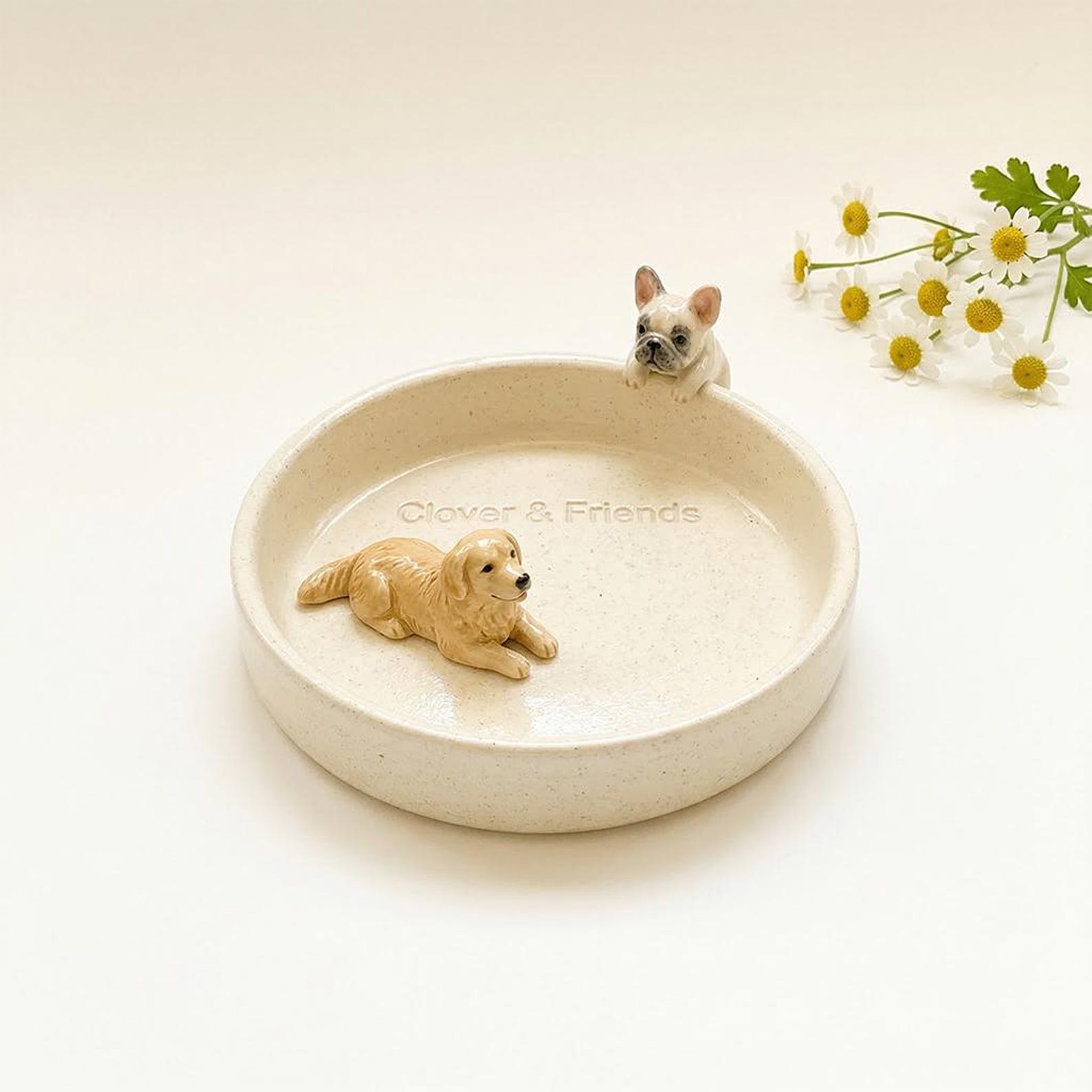 Personalized Ceramic Pet Ring Dish, Custom Pet Portrait Tray, Dog Cat Lover Gift