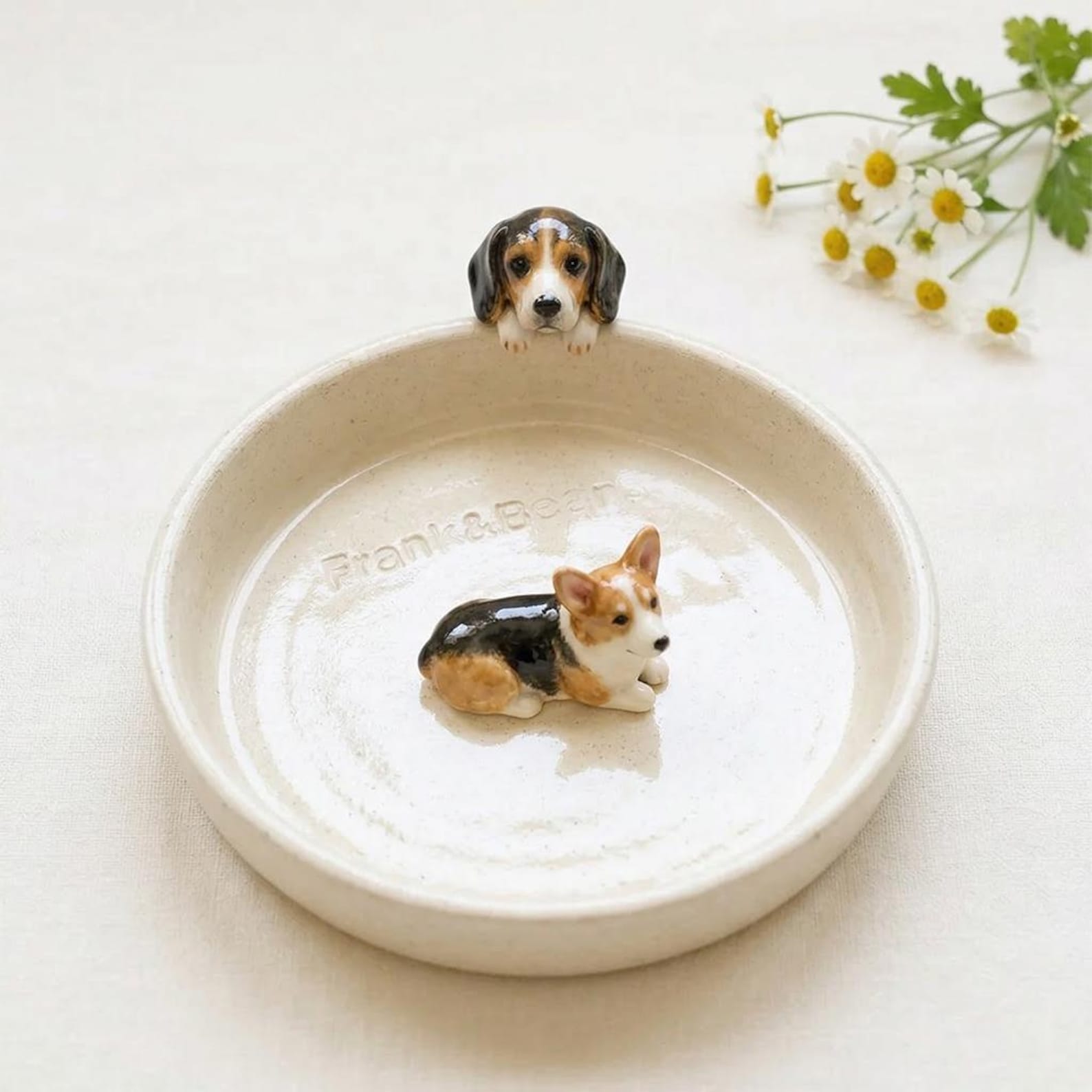 Personalized Ceramic Pet Ring Dish, Custom Pet Portrait Tray, Dog Cat Lover Gift
