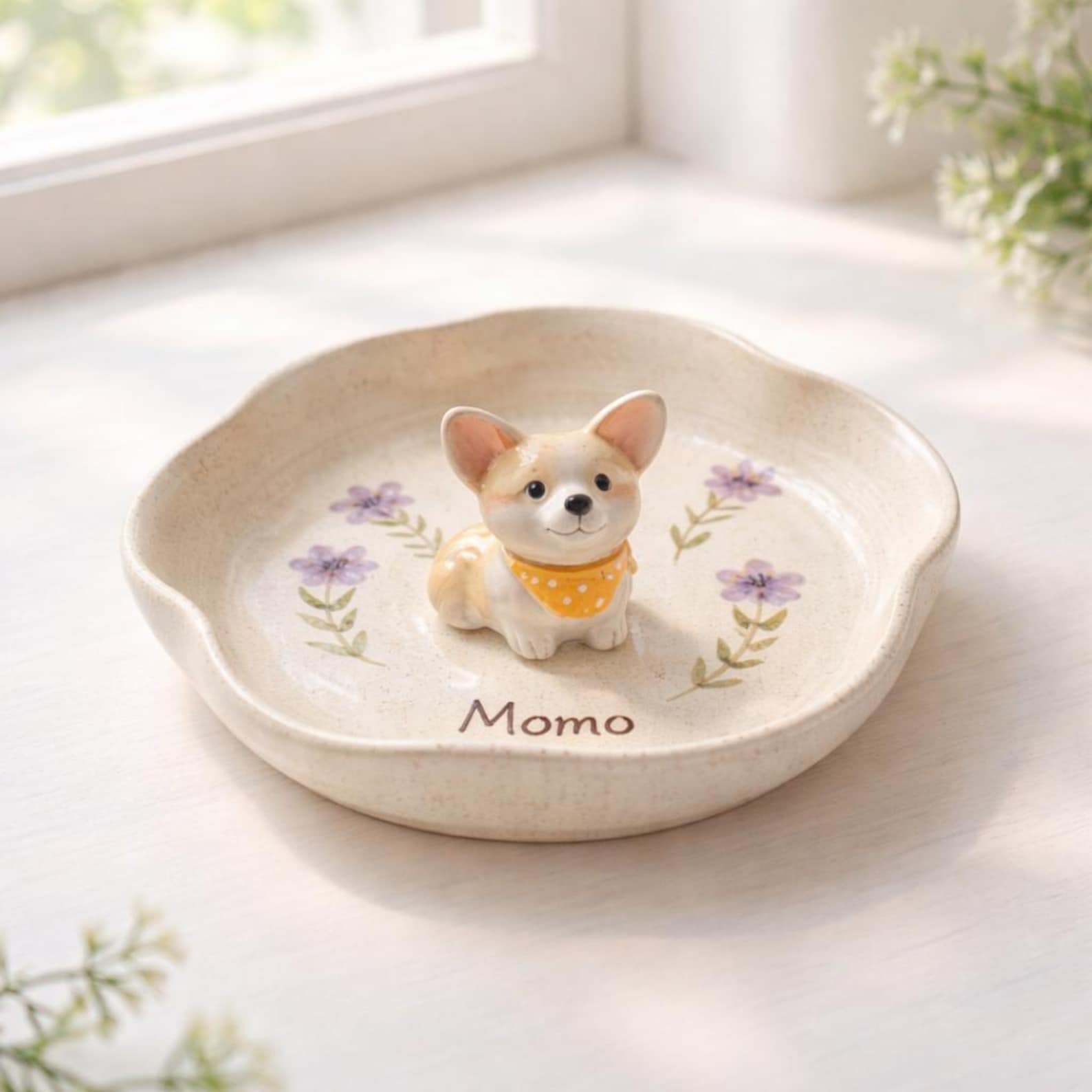 Custom Pet Ring Dish, 3D Sculpted Dog Figurine Jewelry Tray, Handpainted Ceramic Sanctuary