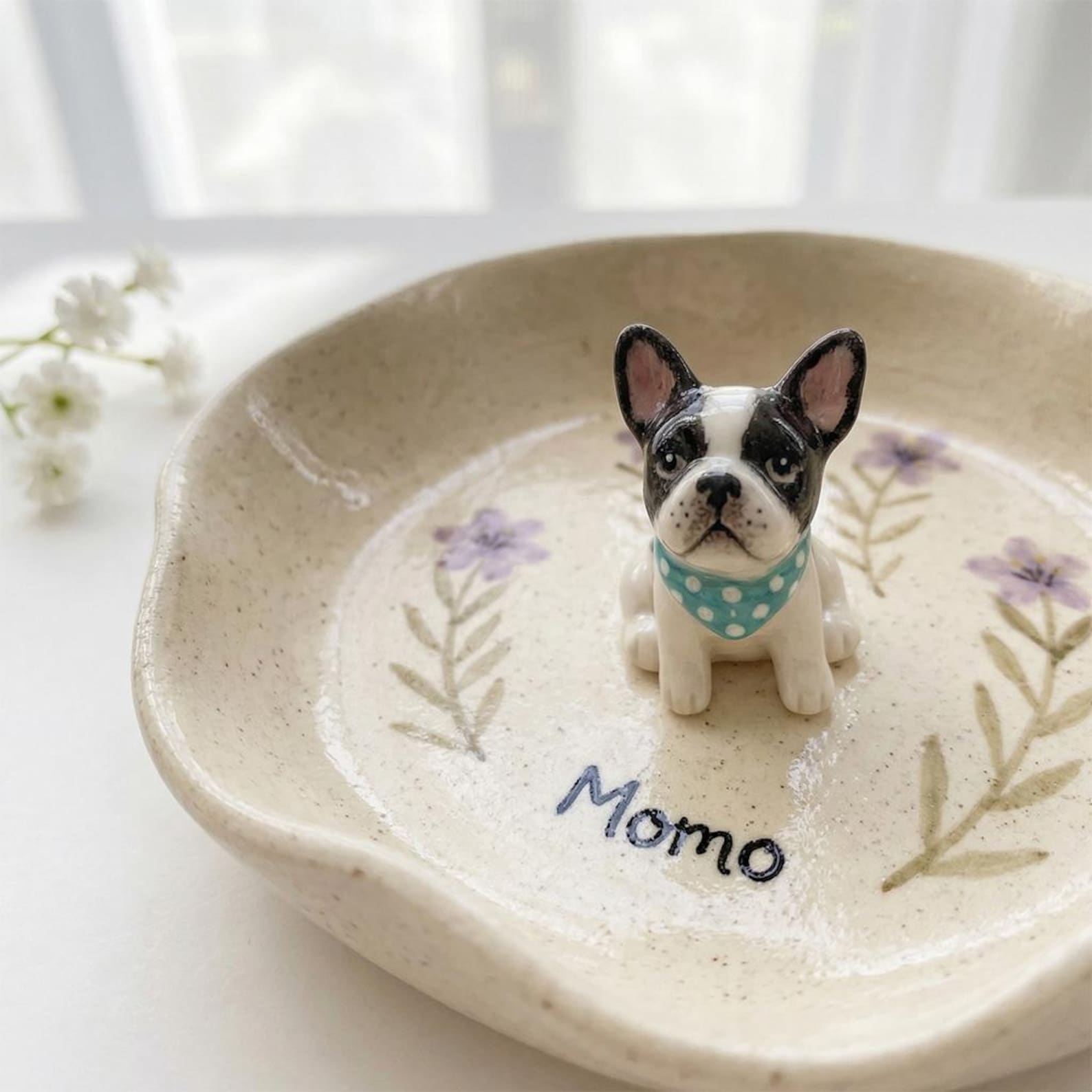 Custom Pet Ring Dish, 3D Sculpted Dog Figurine Jewelry Tray, Handpainted Ceramic Sanctuary