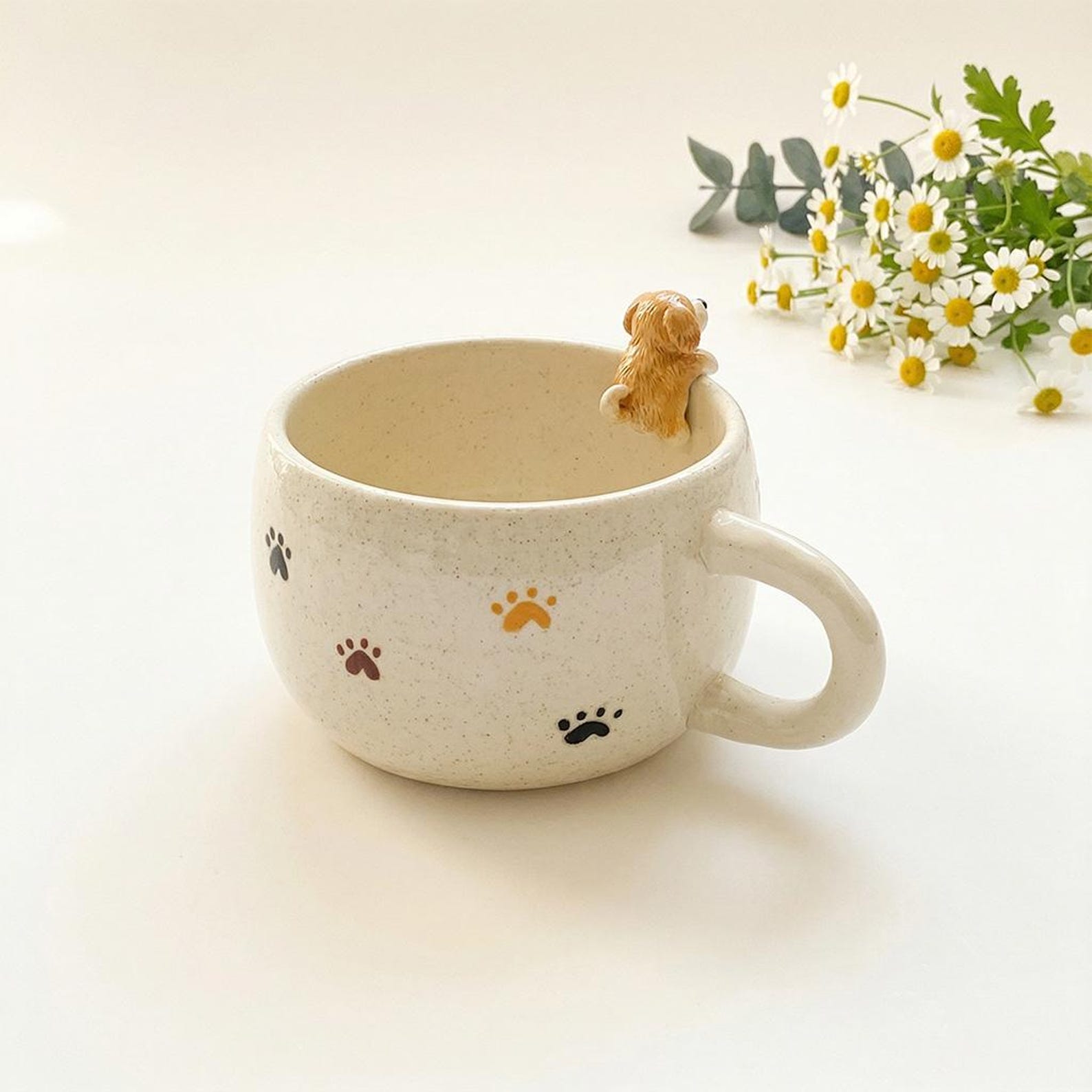 Personalized Ceramic Pet Mug, Peekaboo Dog Cat Design, Custom Name Coffee Cup