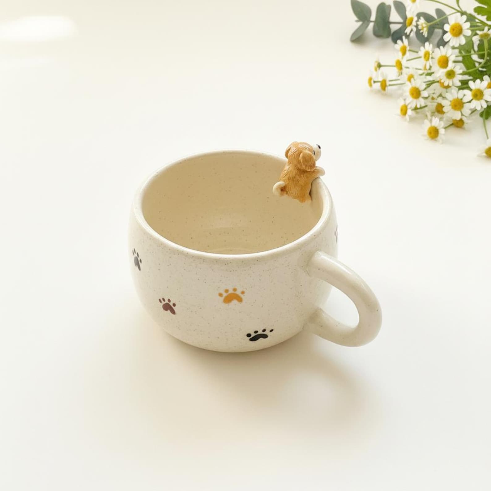 Personalized Ceramic Pet Mug, Peekaboo Dog Cat Design, Custom Name Coffee Cup