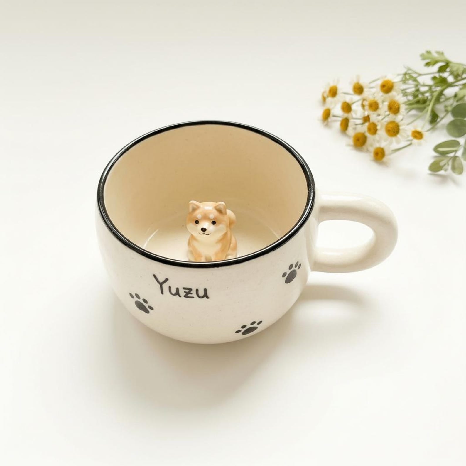 Personalized Paw Print Ceramic Mug, Custom Peekaboo Pet Coffee Cup