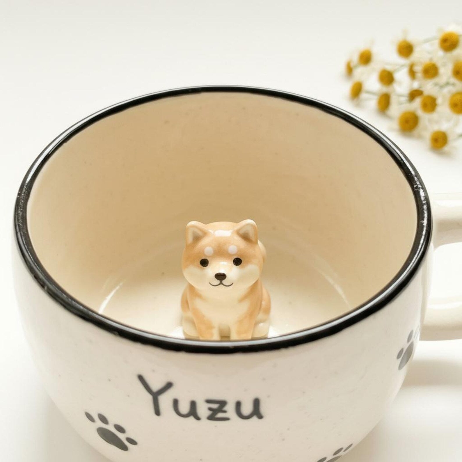 Personalized Paw Print Ceramic Mug, Custom Peekaboo Pet Coffee Cup