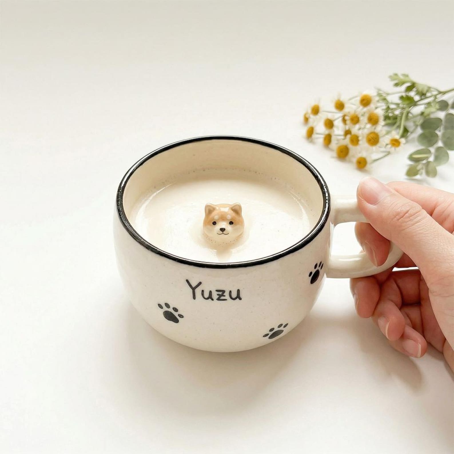 Personalized Paw Print Ceramic Mug, Custom Peekaboo Pet Coffee Cup