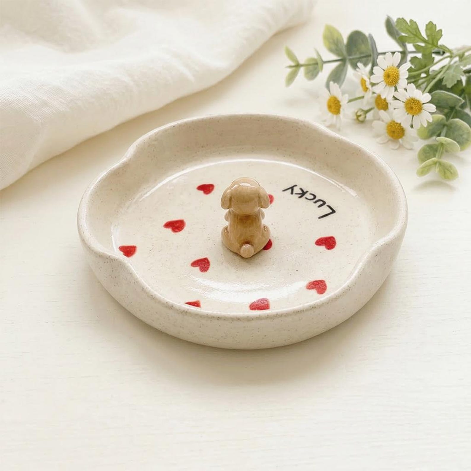 Personalized Pet Ring Dish, Custom Heart Shaped Jewelry Tray, Pet Portrait Holder
