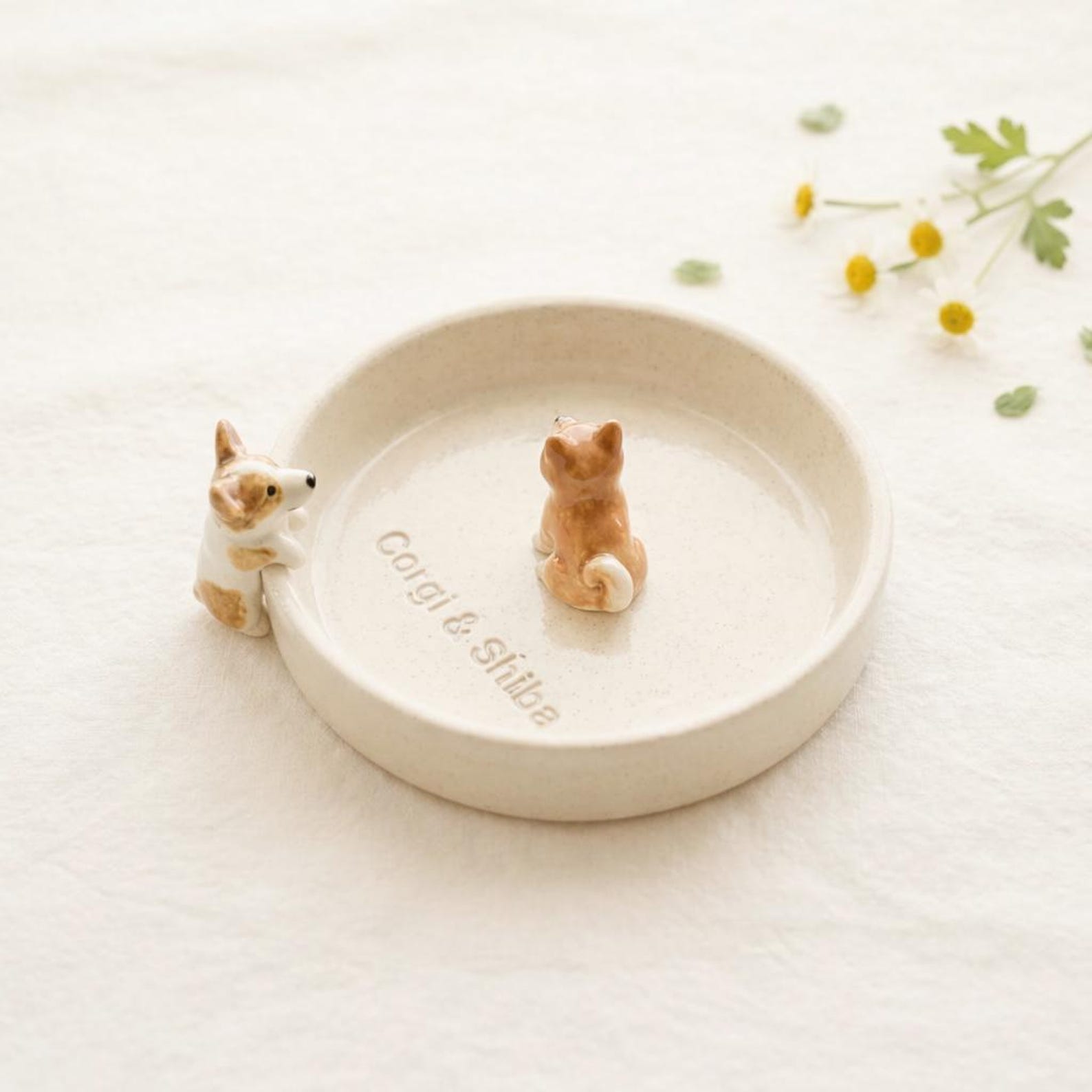 Personalized Ceramic Pet Ring Dish, Custom Pet Portrait Tray, Dog Cat Lover Gift