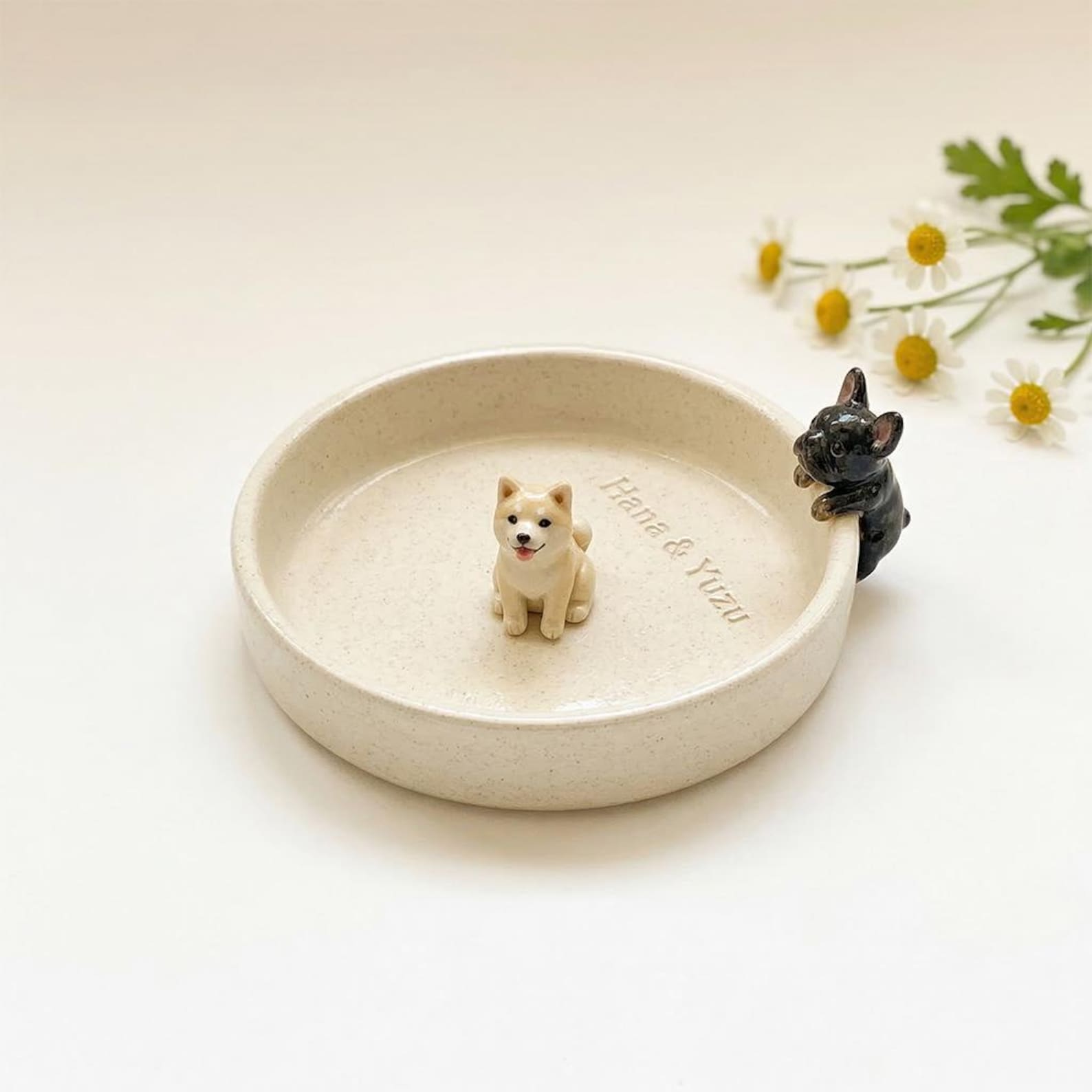 Personalized Ceramic Pet Ring Dish, Custom Pet Portrait Tray, Dog Cat Lover Gift