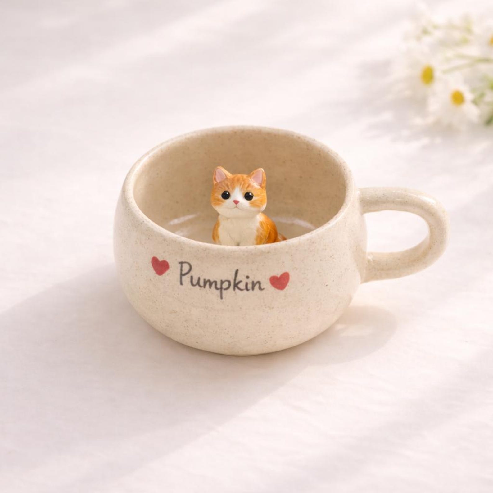 Personalized Peekaboo Cat Ceramic Mug, Custom Pet Coffee Cup, Handmade Animal Lover Gift