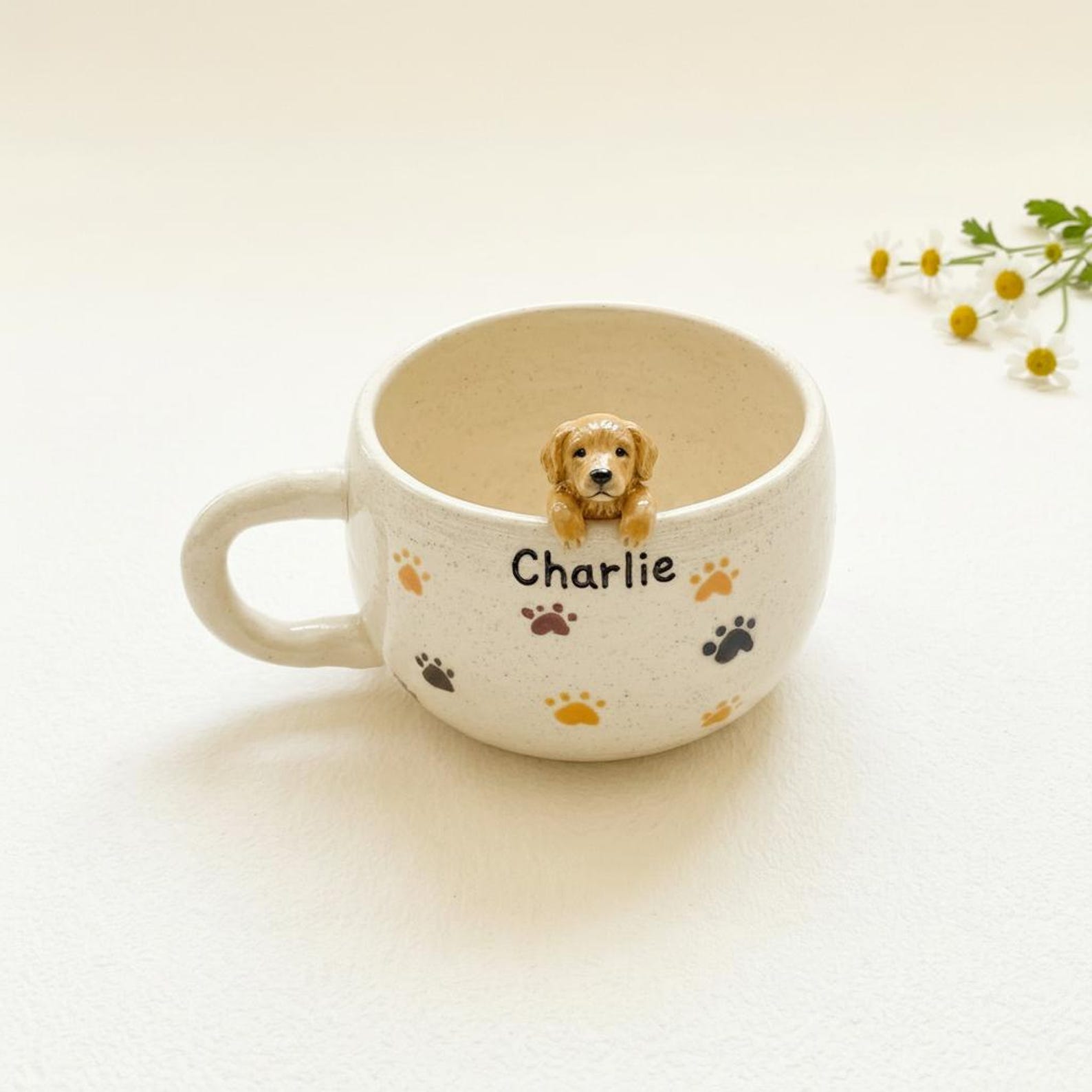 Personalized Ceramic Pet Mug, Peekaboo Dog Cat Design, Custom Name Coffee Cup