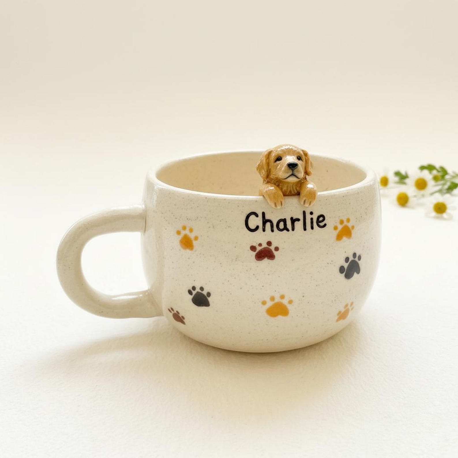Personalized Ceramic Pet Mug, Peekaboo Dog Cat Design, Custom Name Coffee Cup