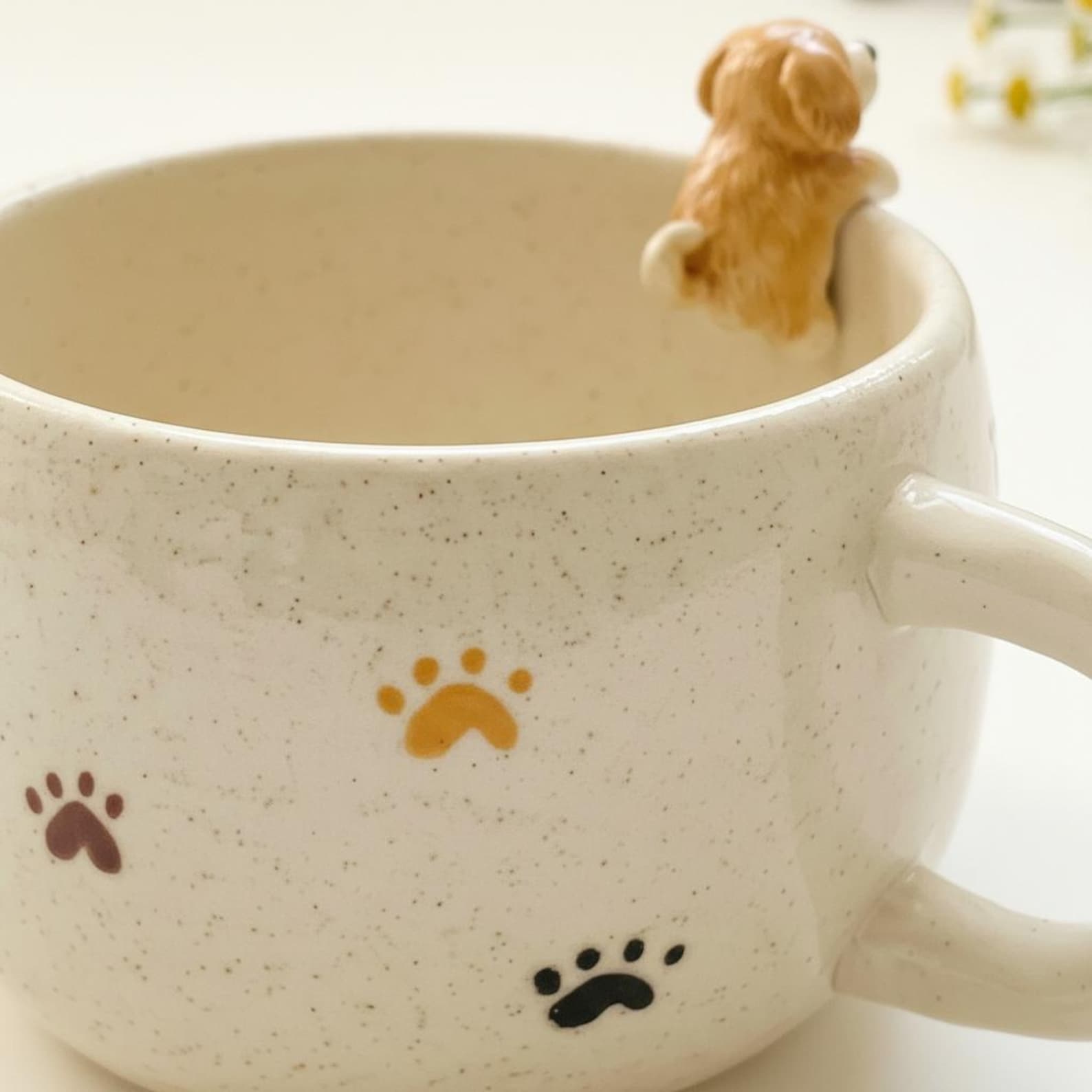 Personalized Ceramic Pet Mug, Peekaboo Dog Cat Design, Custom Name Coffee Cup