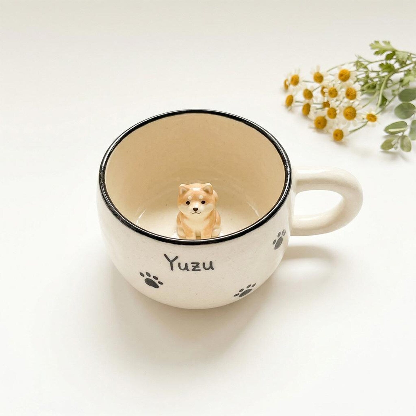 Personalized Paw Print Ceramic Mug, Custom Peekaboo Pet Coffee Cup