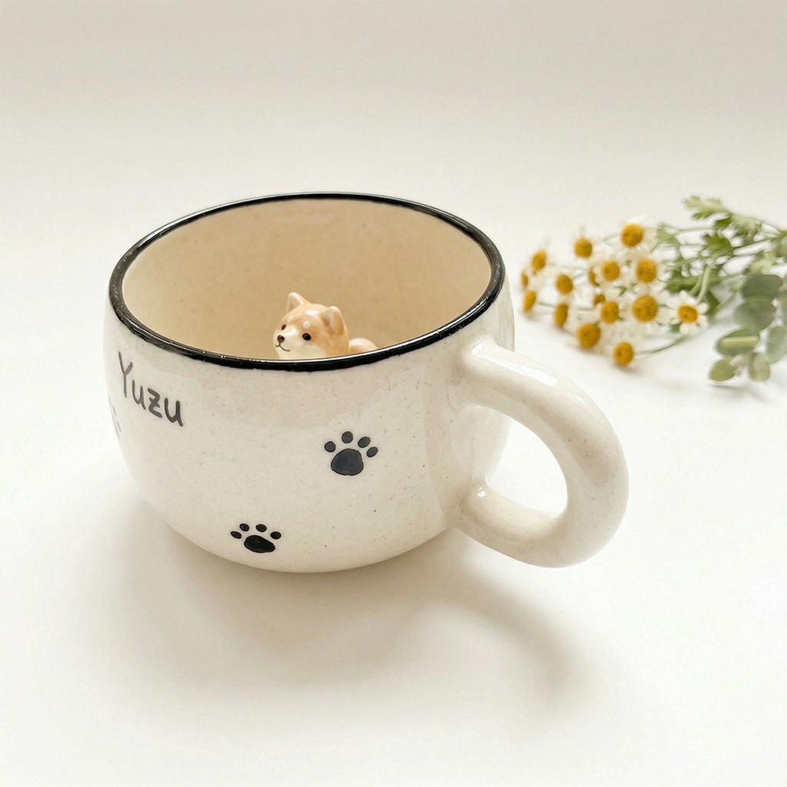 Personalized Paw Print Ceramic Mug, Custom Peekaboo Pet Coffee Cup