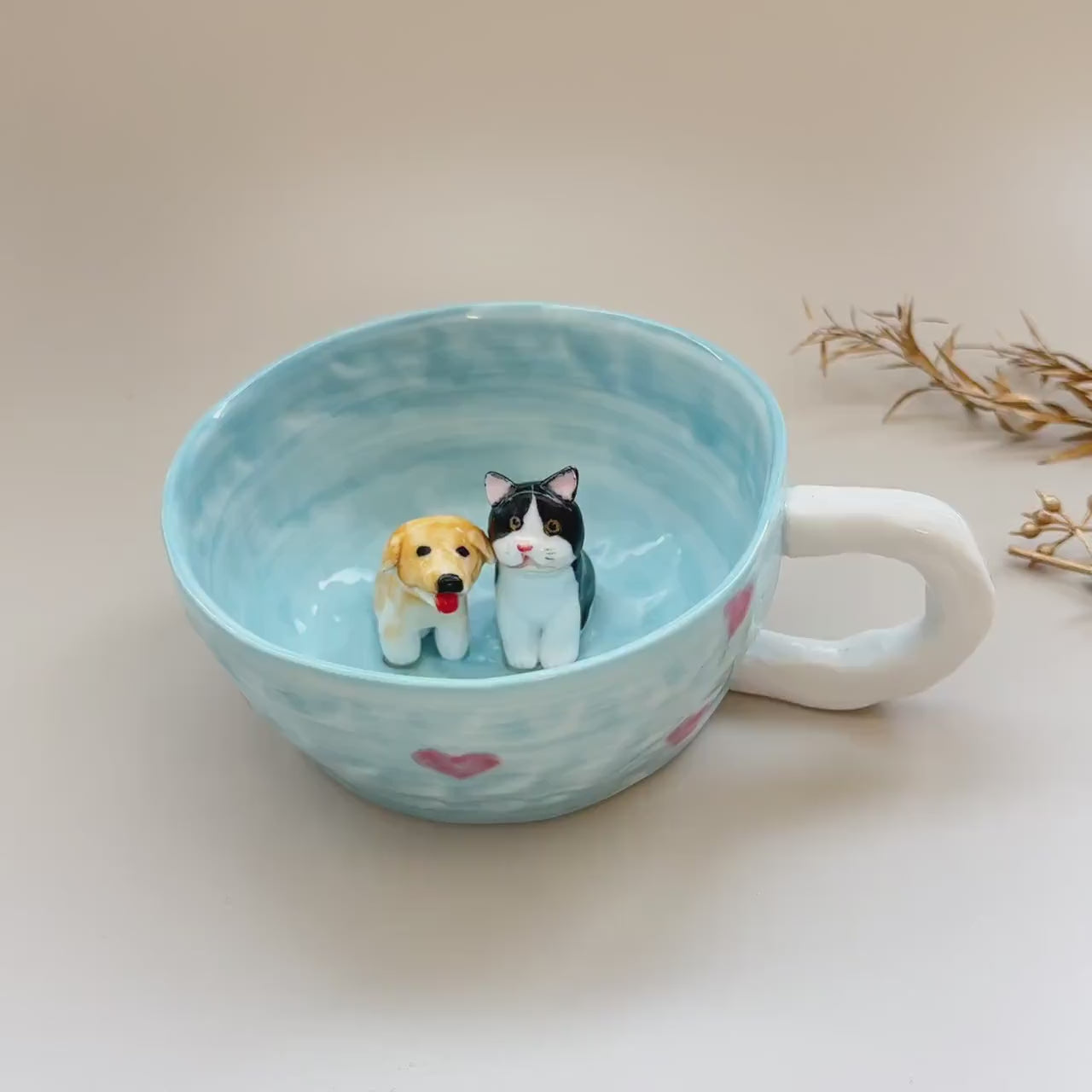 Pet Mug Custom Your idea Handmade Coffee Mug Birthday Gift for Pet Owner Family Gift/Hidden Animal Mug/Custom Cat and Dog Ceramic Mug