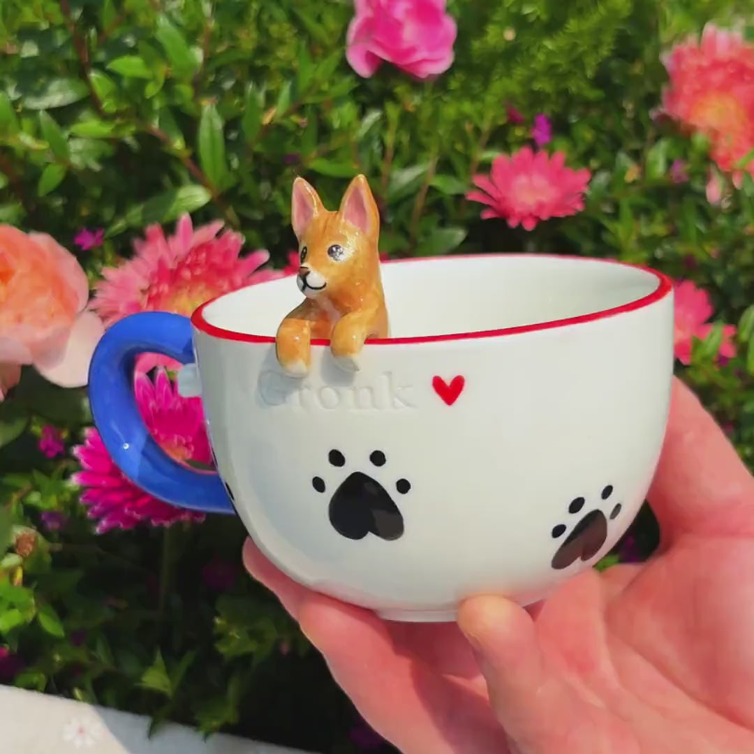 Custom Pet Mug with 3D Dog/Cat Figure Handmade Ceramic Mug Peekaboo Pet Mug Memorial Gift for Pet Lovers Personalized Pet Mug Coffee Cup